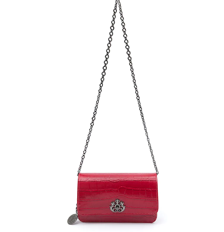 CARTEIRA COM CORRENTE TRANSVERSAL FOREVER MAXI CROCO VERMELHO/ONIX