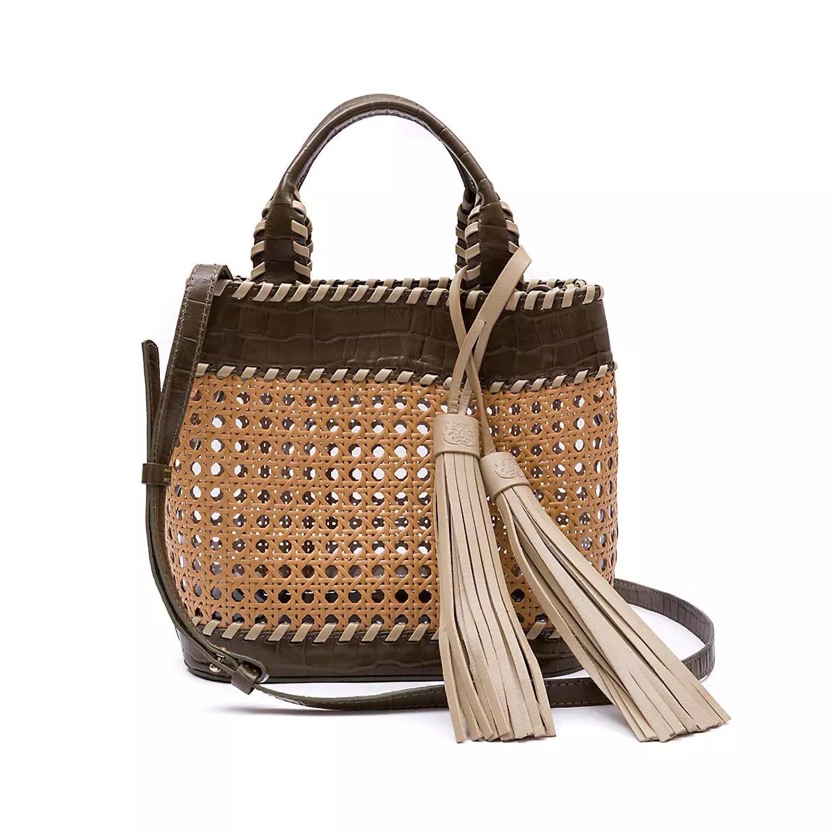 TOTE PALHA SEXTAVADA MEDIA MAXI CROCO OLIVA