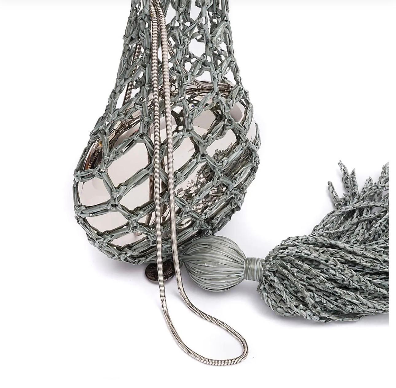 ARCHÉ RAFIA JADE SPHERE MAXI BAG SILVER
