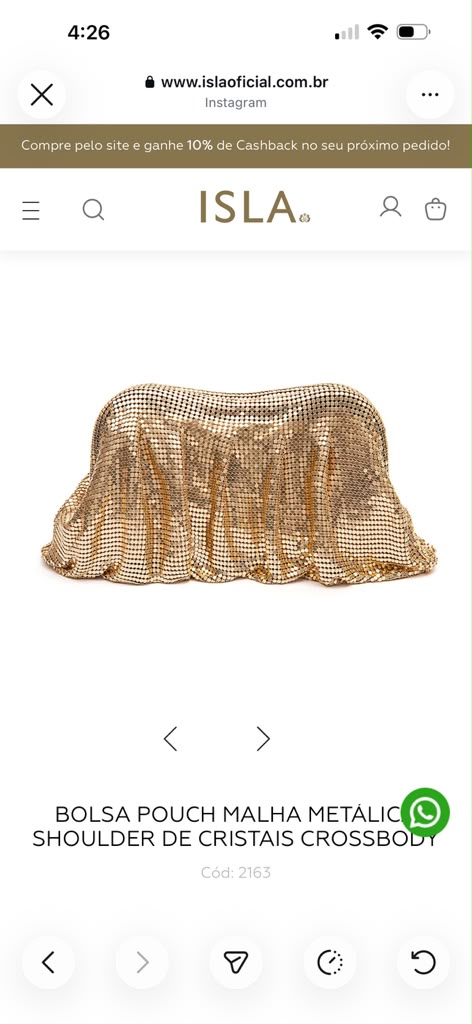 METALLIC MESH SHOULDER POUCH CRYSTALS CROSSBODY