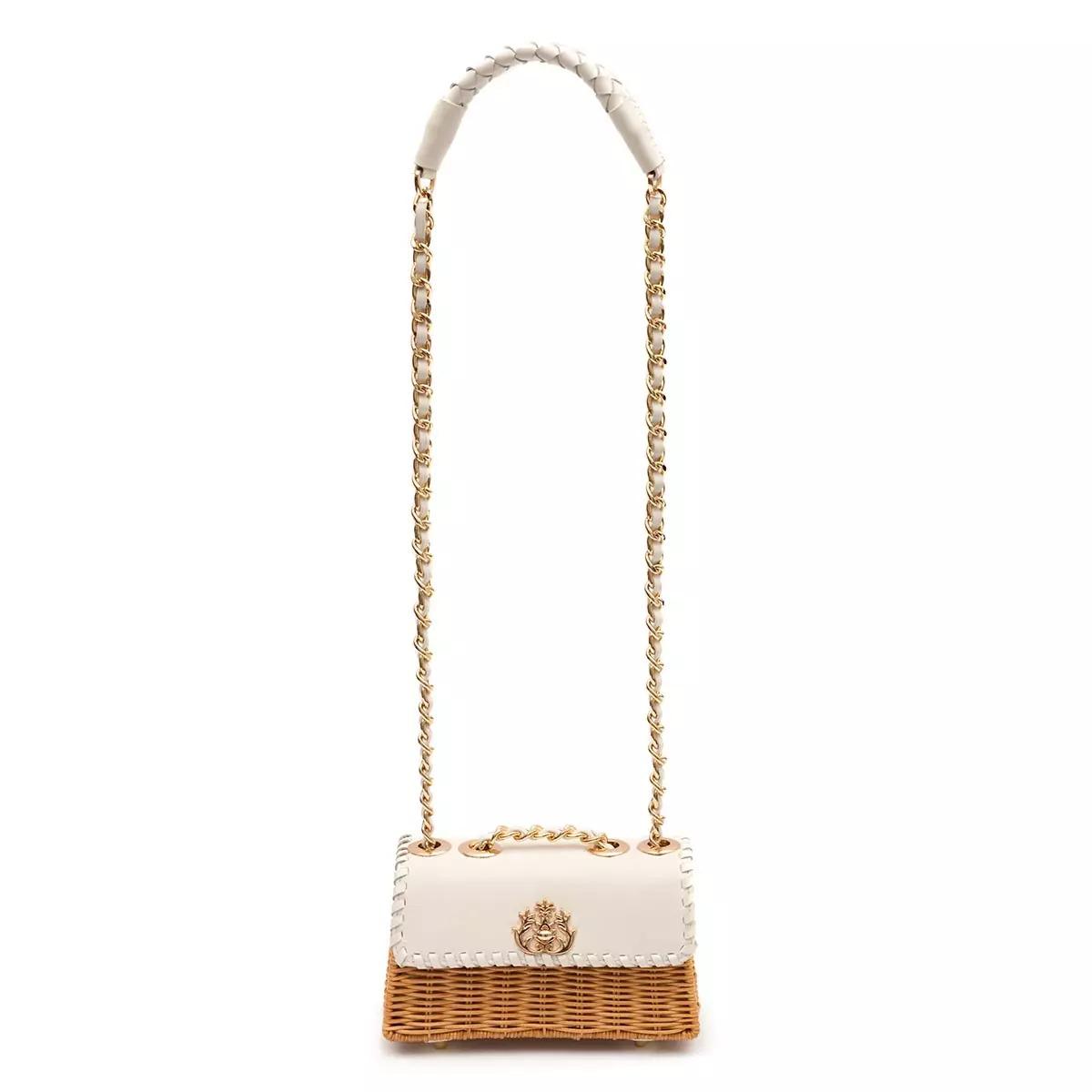 SELENE SATCHEL RATTAN WHITE LEATHER